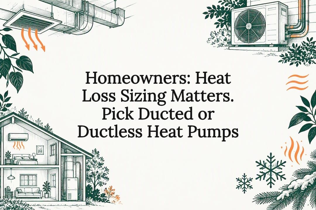 Homeowners: Heat Loss Sizing Matters. Pick Ducted or Ductless Heat Pumps
